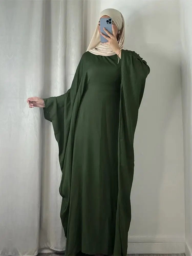 Ramadan Eid Soft Crepe Khimar Batwing Abaya Dubai Islam Muslim Modest African Dresses For Women Kaftan Kebaya Robe Femme Musulma - Bako Bako