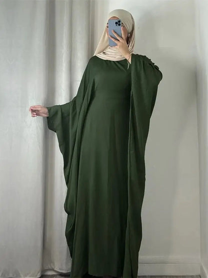 Ramadan Eid Soft Crepe Khimar Batwing Abaya Dubai Islam Muslim Modest African Dresses For Women Kaftan Kebaya Robe Femme Musulma - Bako Bako