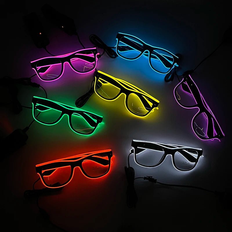LED light up Glasses Neon Luminous Glasses Adults Rave Cosplay Goggles for Bar birthday Party DJ stage performance props - Bako Bako
