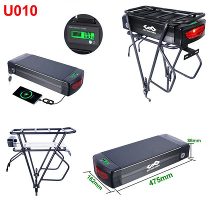Rear Rack eBike Battery 21700 18650 52V 48V 27Ah 72V 20Ah with Rack no Rack Optional for 1500W 1000W 750W 500W 24" - 28 inch - Bako Bako