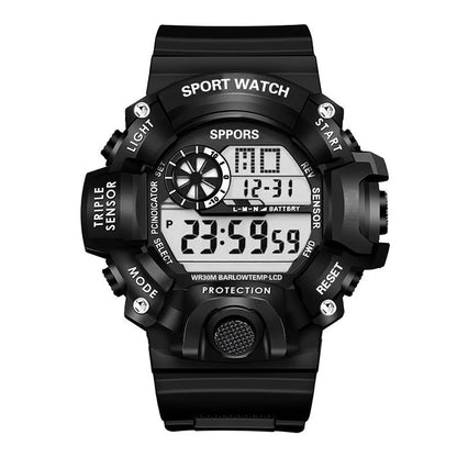 Fashion Men's Watch Sports Electronic Wristwatch Large dial Multifunctional Waterproof Luminous Alarm Kids Male's Military Watch - Bako Bako