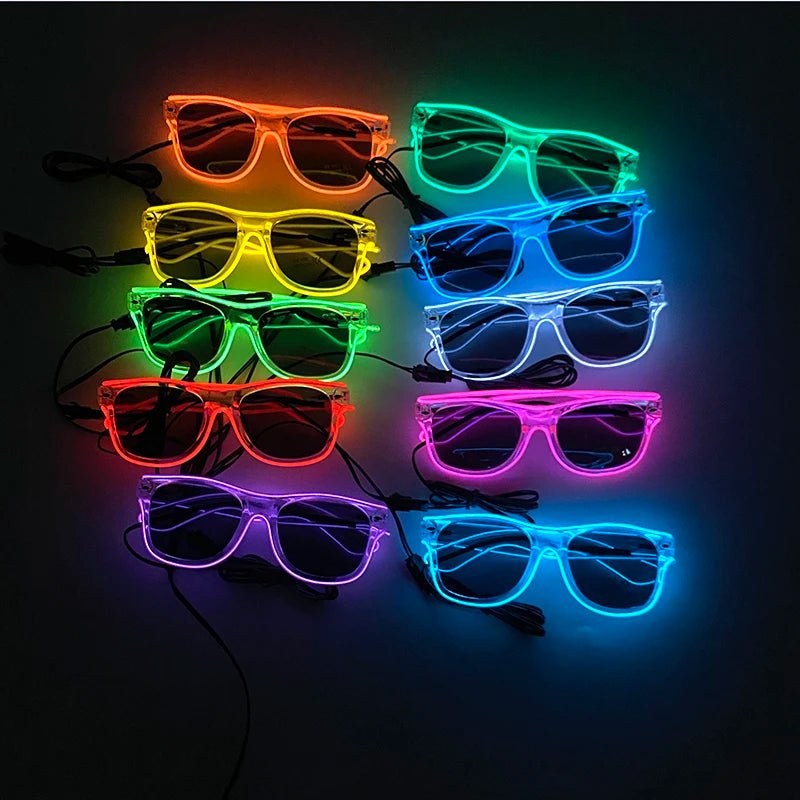 LED light up Glasses Neon Luminous Glasses Adults Rave Cosplay Goggles for Bar birthday Party DJ stage performance props - Bako Bako