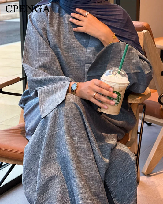 2024 New Dubai Abaya for Muslim Women Eid Ramadan Modest Dress Türkiye Loose Large Elegant Dress Gown Female Islam Clothing - Bako Bako