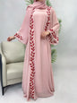Eid Muslim Abaya for Women Embroidery Dress with Scarf 2 Piece Set Dubai Arab Long Robe Morocco Abayas Kaftan Headscarf Gorgeous - Bako Bako