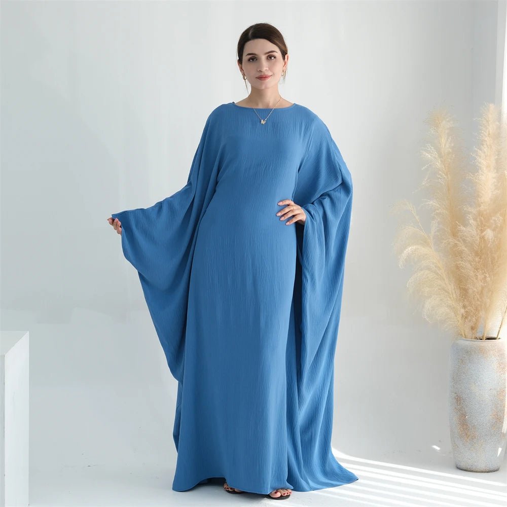 Ramadan Eid Soft Crepe Khimar Batwing Abaya Dubai Islam Muslim Modest African Dresses For Women Kaftan Kebaya Robe Femme Musulma - Bako Bako