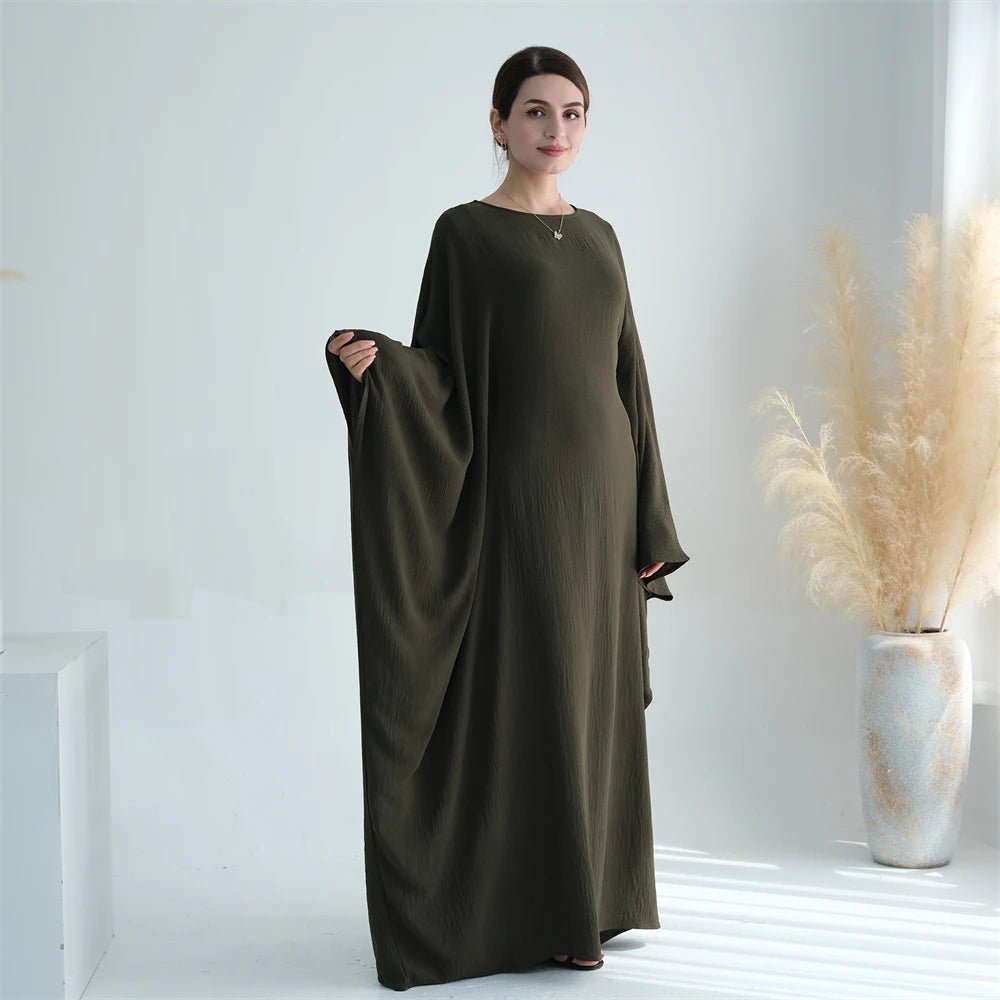 Ramadan Eid Soft Crepe Khimar Batwing Abaya Dubai Islam Muslim Modest African Dresses For Women Kaftan Kebaya Robe Femme Musulma - Bako Bako