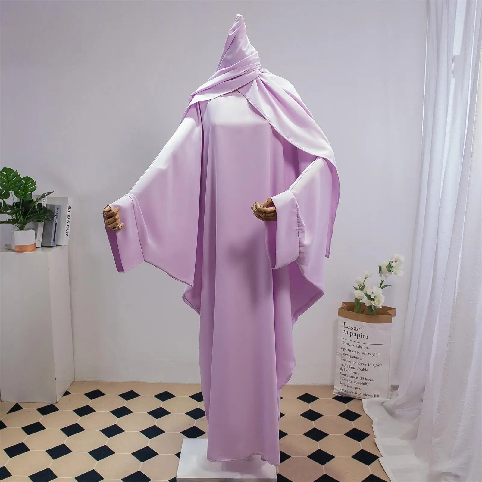 Two Pieces Muslim Abaya Women Jilbab Islamic With Hijab Clothing Dubai Saudi Robe Turkish Modesty Prayer Dresses Loose Kaftans - Bako Bako