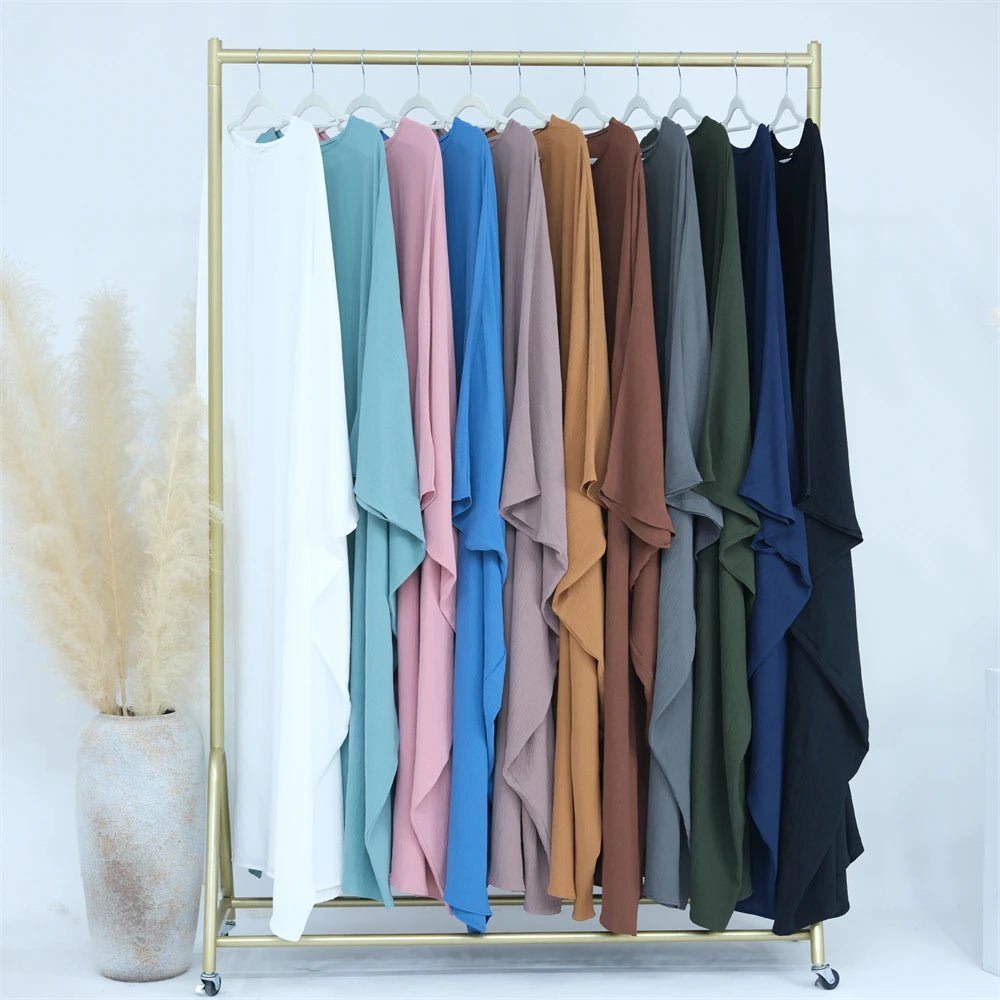 Ramadan Eid Soft Crepe Khimar Batwing Abaya Dubai Islam Muslim Modest African Dresses For Women Kaftan Kebaya Robe Femme Musulma - Bako Bako