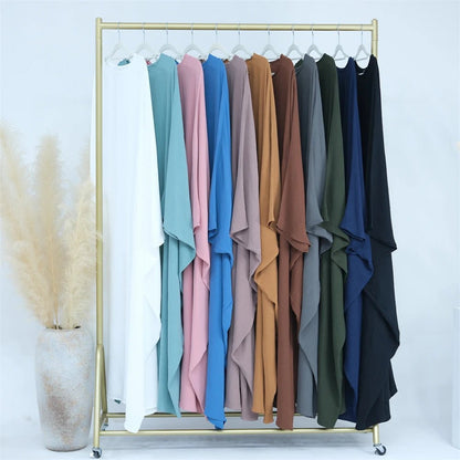 Ramadan Eid Soft Crepe Khimar Batwing Abaya Dubai Islam Muslim Modest African Dresses For Women Kaftan Kebaya Robe Femme Musulma - Bako Bako