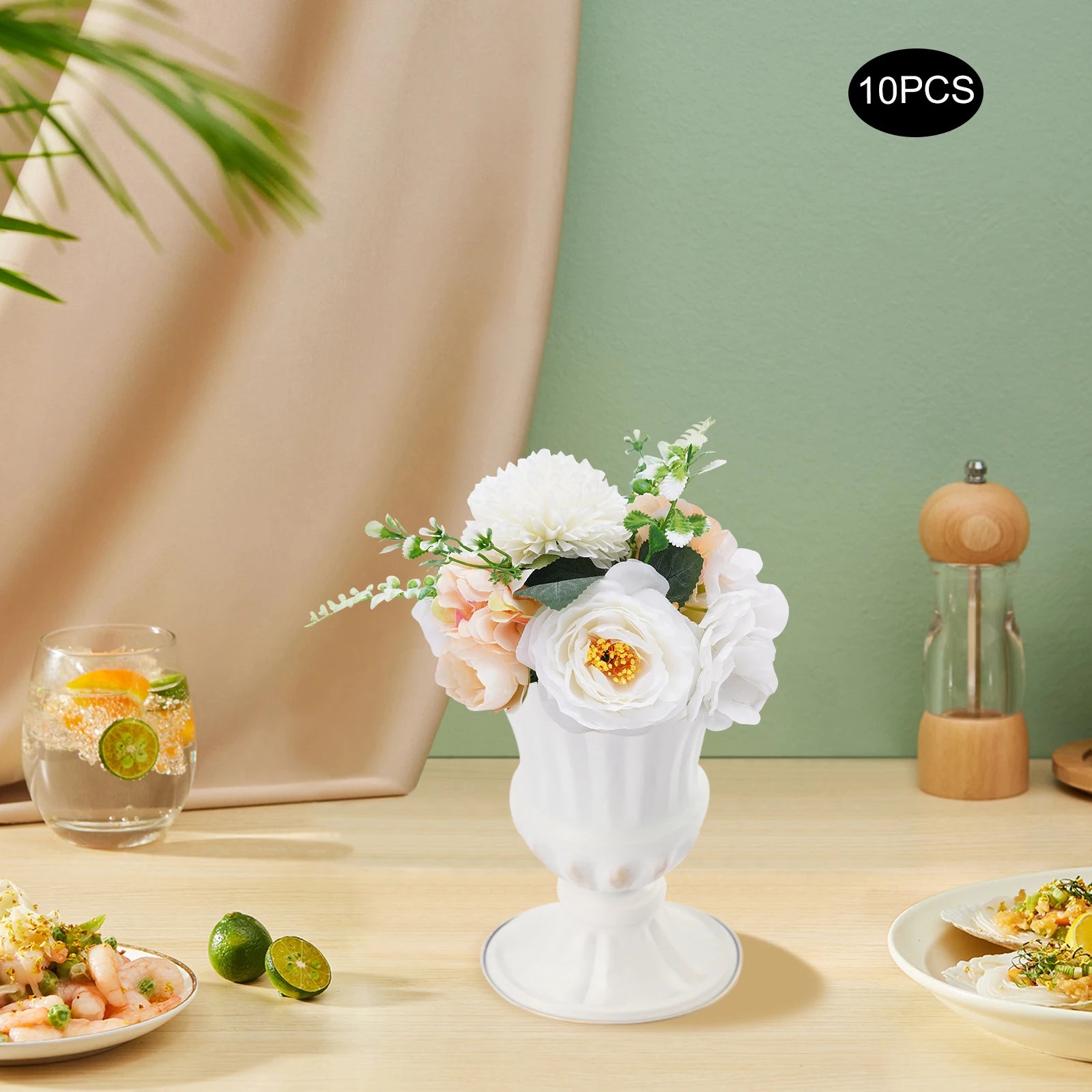 Artificial Fake Flower Bouquet 10Pcs Plastic Flower Arrangement for Mother's Day Wedding Centerpieces Decoration - Bako Bako