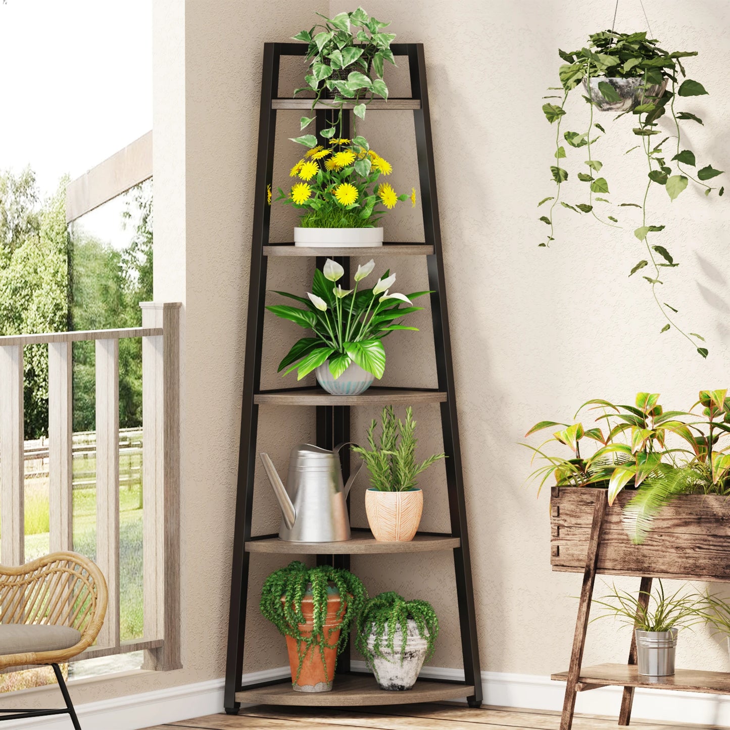 Tribesigns Bookcase Corner Book Shelf Rack Wood Bookshelf Storage Shelves - Bako Bako