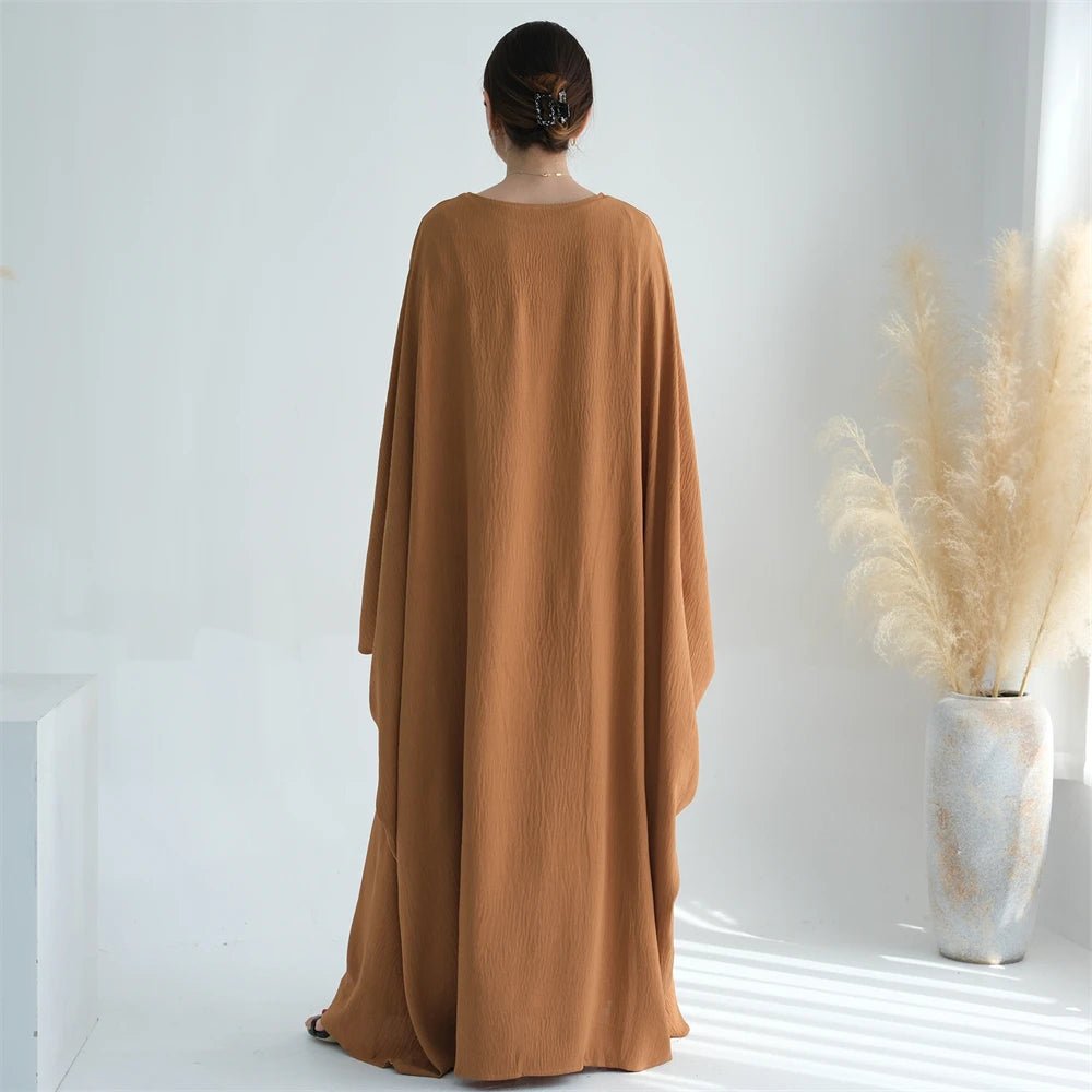 Ramadan Eid Soft Crepe Khimar Batwing Abaya Dubai Islam Muslim Modest African Dresses For Women Kaftan Kebaya Robe Femme Musulma - Bako Bako