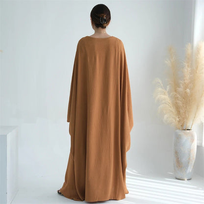 Ramadan Eid Soft Crepe Khimar Batwing Abaya Dubai Islam Muslim Modest African Dresses For Women Kaftan Kebaya Robe Femme Musulma - Bako Bako