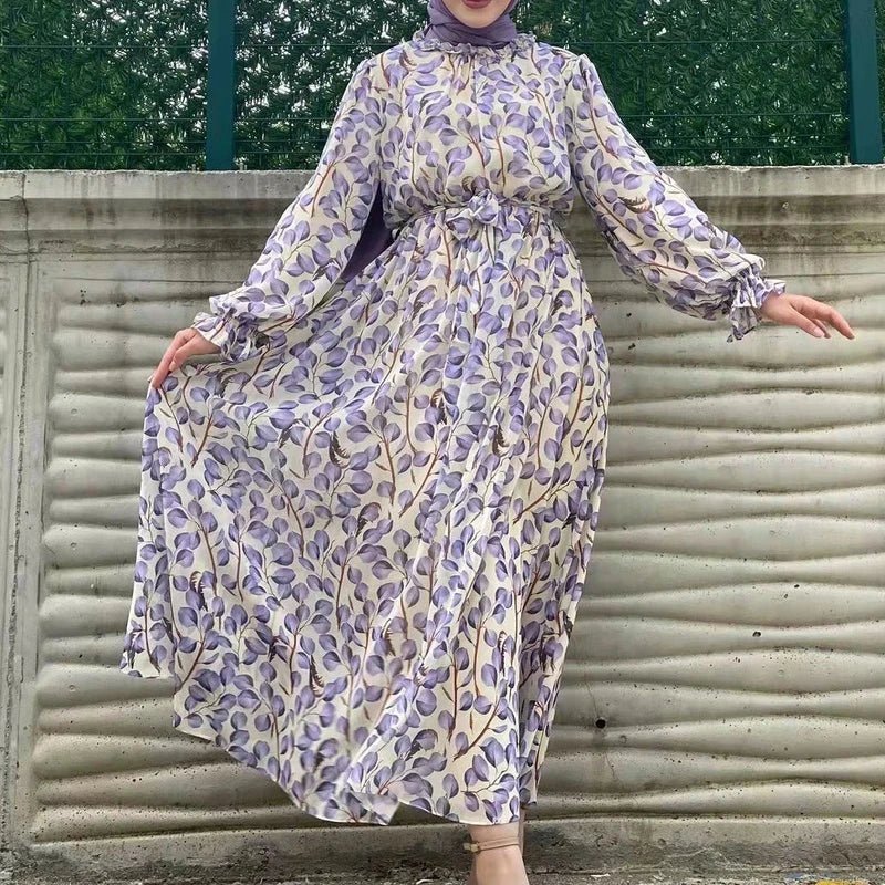 Summer Abaya Dubai Luxury Muslim Woman Dresses Chiffon Ramadan African Elegant Dresses(Not contain Hijab) - Bako Bako
