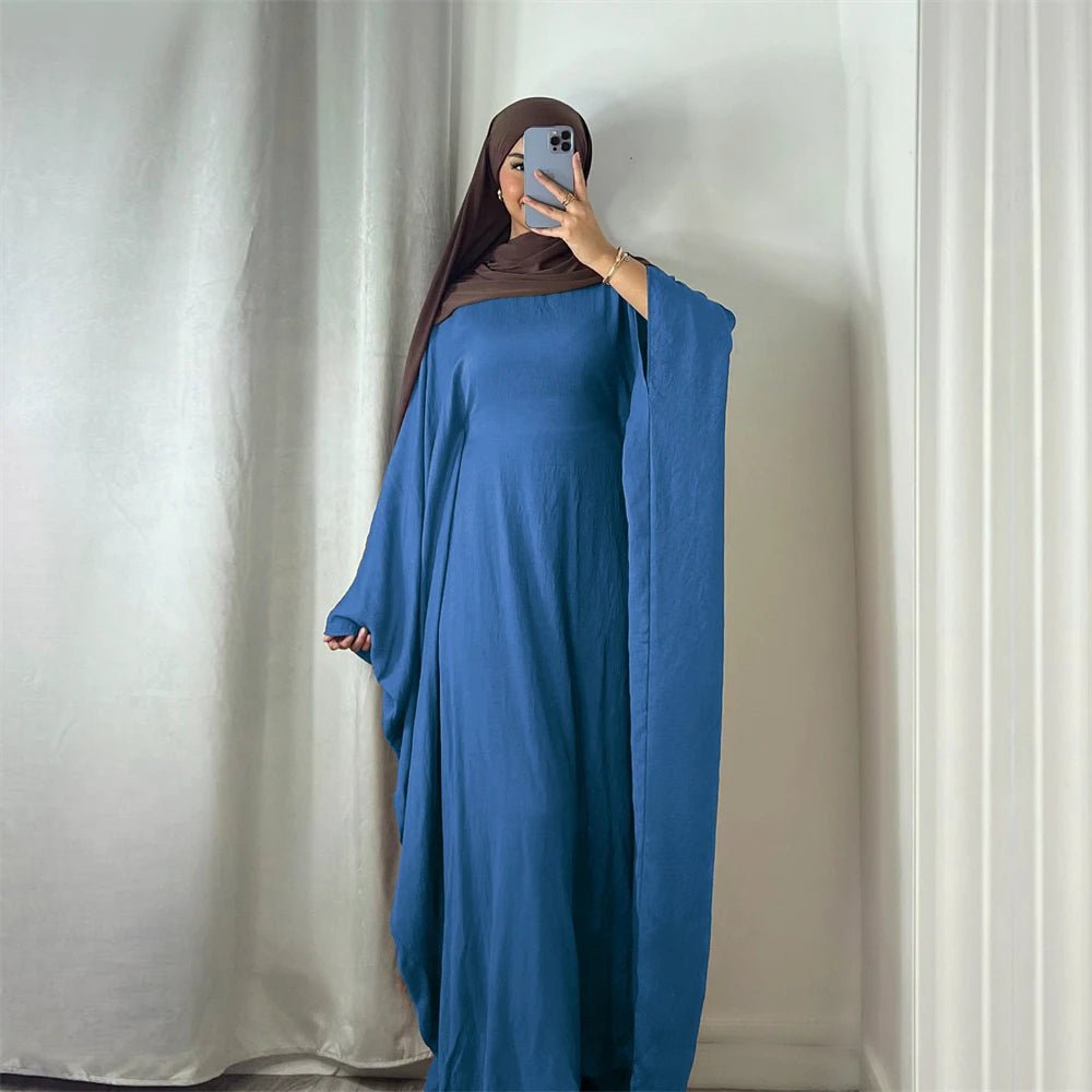 Ramadan Eid Soft Crepe Khimar Batwing Abaya Dubai Islam Muslim Modest African Dresses For Women Kaftan Kebaya Robe Femme Musulma - Bako Bako