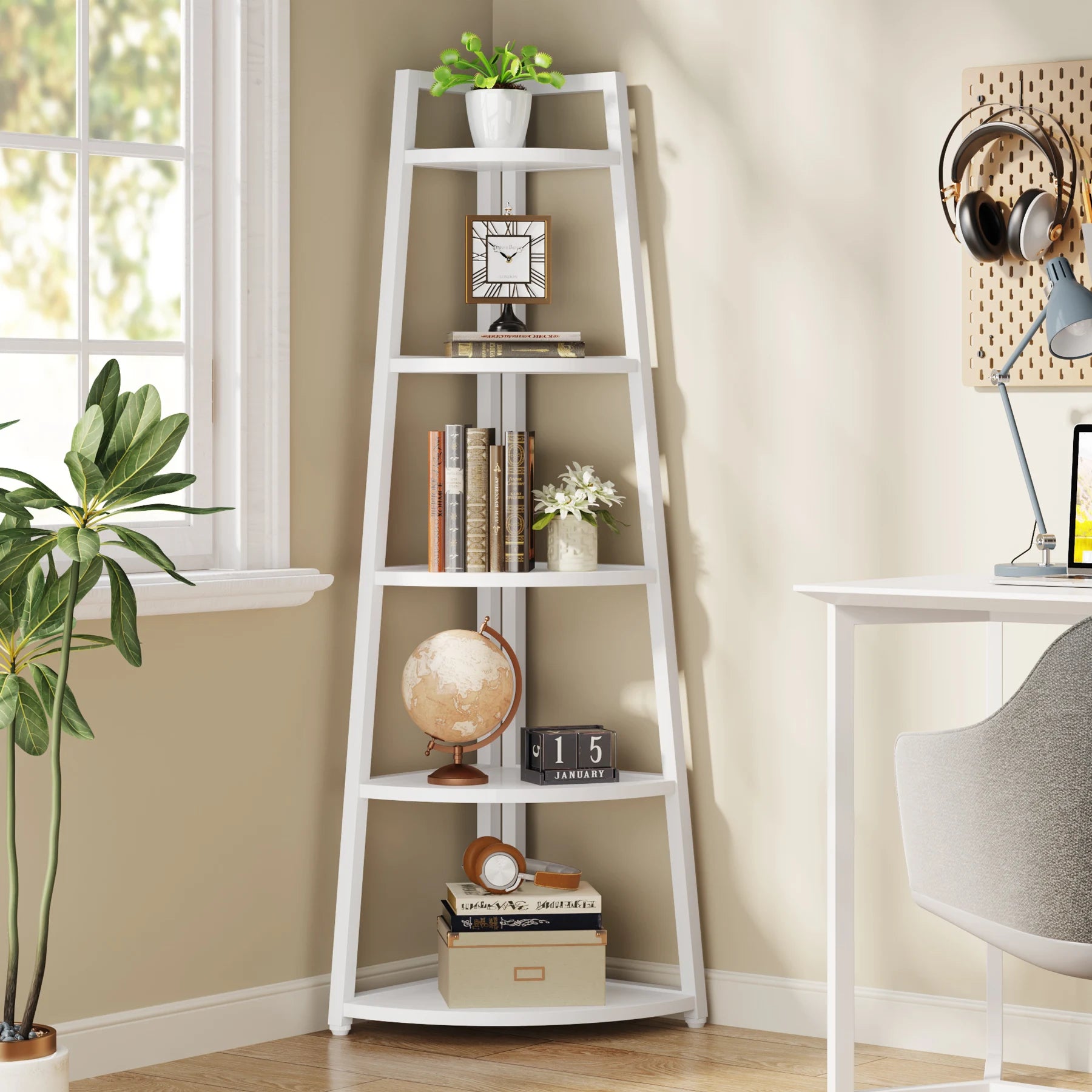 Tribesigns Bookcase Corner Book Shelf Rack Wood Bookshelf Storage Shelves - Bako Bako