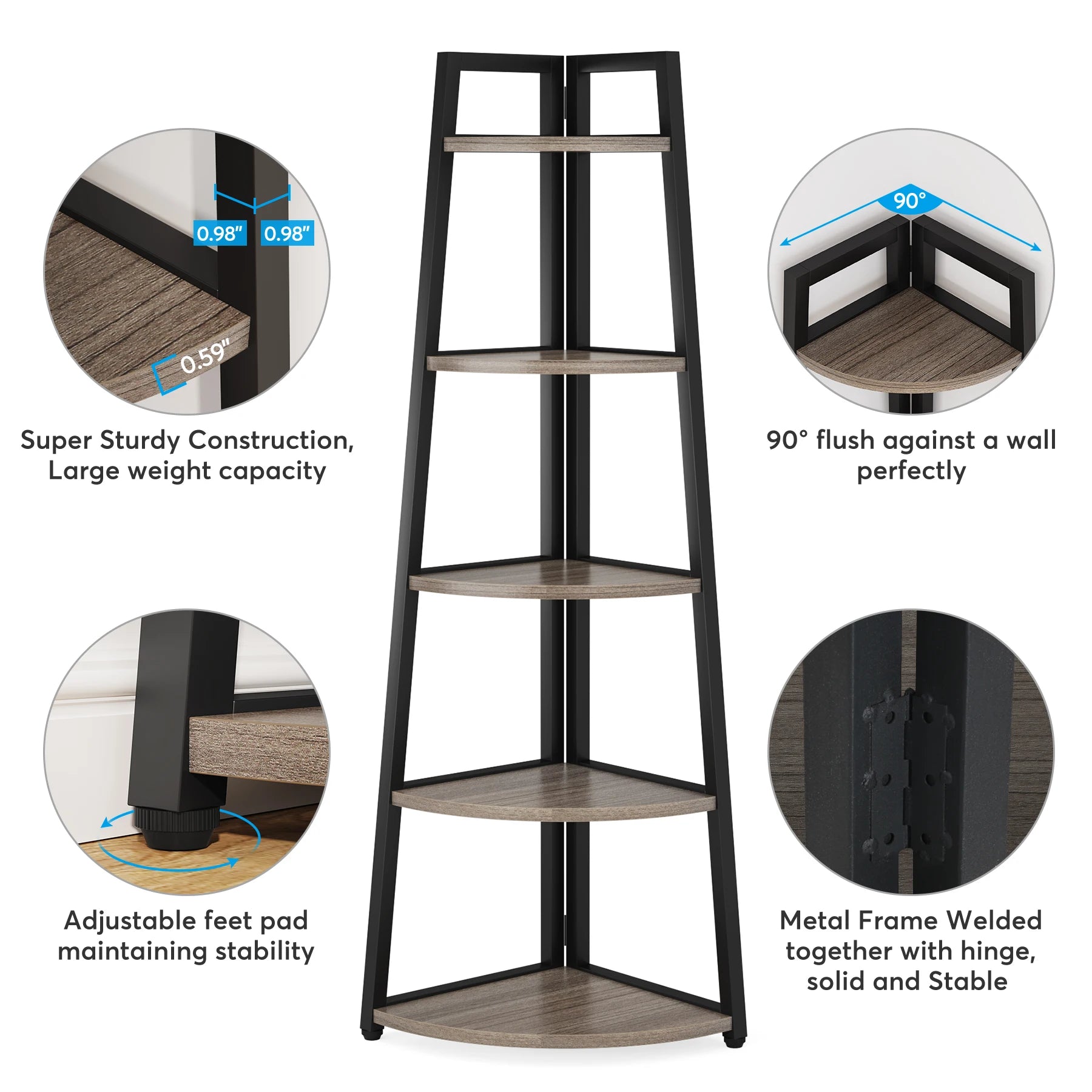 Tribesigns Bookcase Corner Book Shelf Rack Wood Bookshelf Storage Shelves - Bako Bako