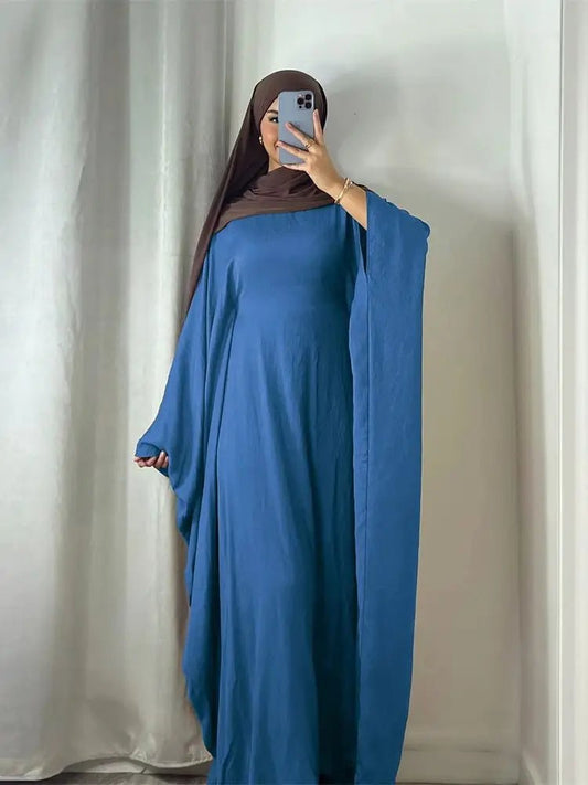 Ramadan Eid Soft Crepe Khimar Batwing Abaya Dubai Islam Muslim Modest African Dresses For Women Kaftan Kebaya Robe Femme Musulma - Bako Bako