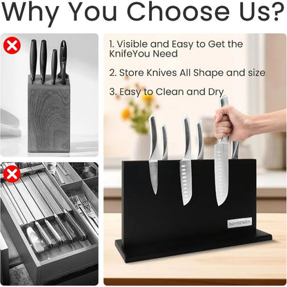 Large Black Magnetic Knife Holder 16 Inch XXL Magnetic Knife Block Kitchen Counter Universal Knife Display Rack Multifunctional - Bako Bako