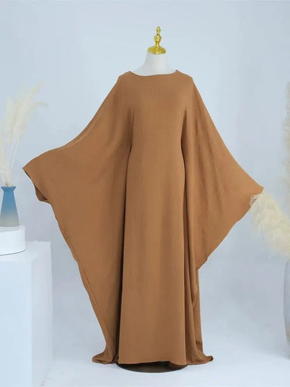 Ramadan Eid Soft Crepe Khimar Batwing Abaya Dubai Islam Muslim Modest African Dresses For Women Kaftan Kebaya Robe Femme Musulma - Bako Bako