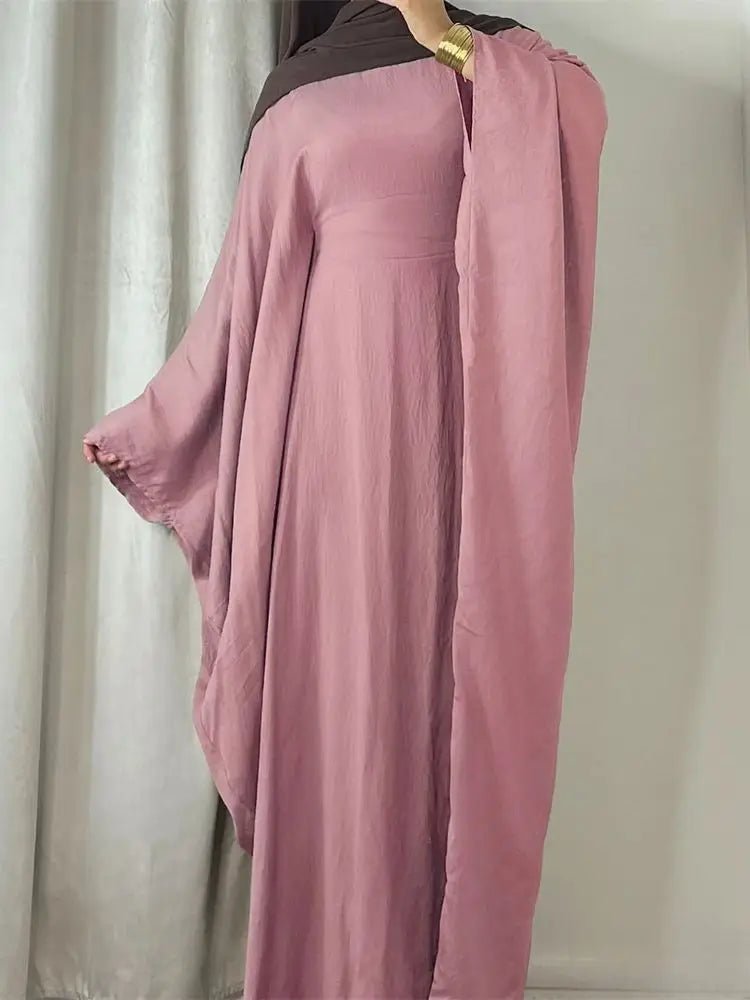 Ramadan Eid Soft Crepe Khimar Batwing Abaya Dubai Islam Muslim Modest African Dresses For Women Kaftan Kebaya Robe Femme Musulma - Bako Bako