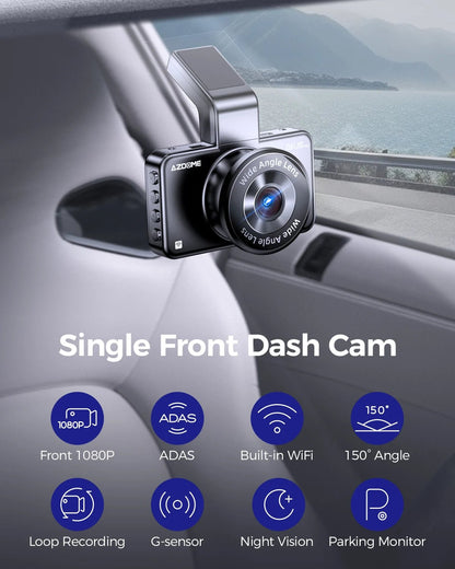 AZDOME Dash Cam M17 1080P Front Cam Built - in ADAS GPS Car Camera 24H Parking Monitor Night Vision Car DVR WIFI APP 150°FOV - Bako Bako