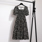 Spring Summer Chiffon Dresses Fashion Female Elastic Waist Short Sleeve Pleated Casual Dress Women A - line Dresses Vestidos - Bako Bako