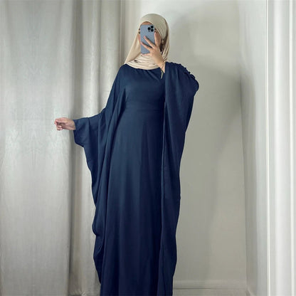 Ramadan Eid Soft Crepe Khimar Batwing Abaya Dubai Islam Muslim Modest African Dresses For Women Kaftan Kebaya Robe Femme Musulma - Bako Bako