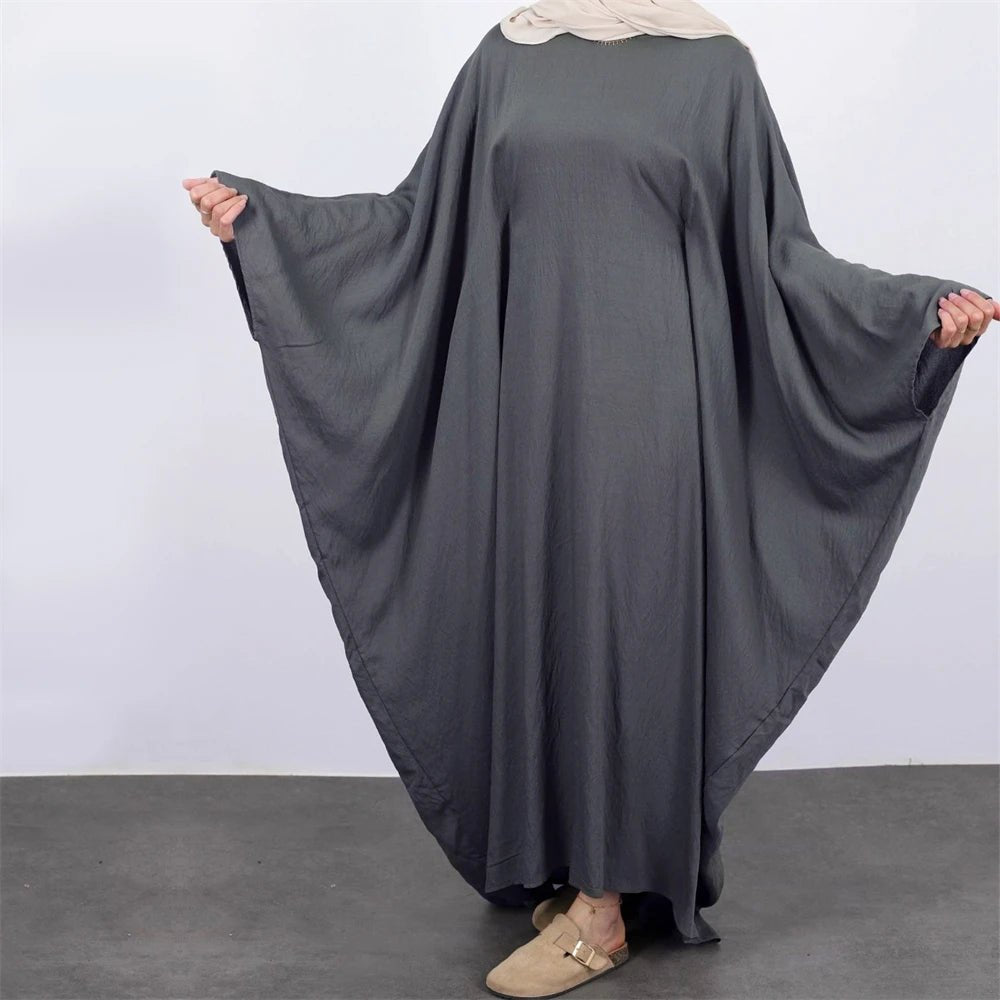 Ramadan Eid Soft Crepe Khimar Batwing Abaya Dubai Islam Muslim Modest African Dresses For Women Kaftan Kebaya Robe Femme Musulma - Bako Bako