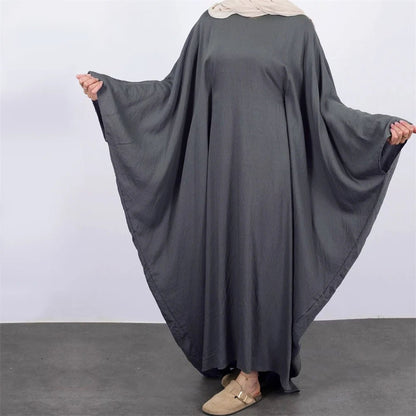 Ramadan Eid Soft Crepe Khimar Batwing Abaya Dubai Islam Muslim Modest African Dresses For Women Kaftan Kebaya Robe Femme Musulma - Bako Bako