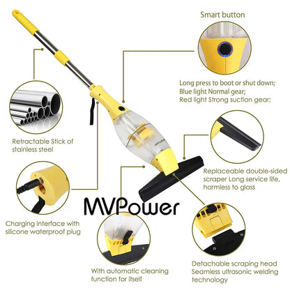 Window Vacuum Cleaner Set with Telescopic Handle Spray Bottle,280mm Blade Suitable for Table, Tiles, Mirrors and Glass, Electric - Bako Bako