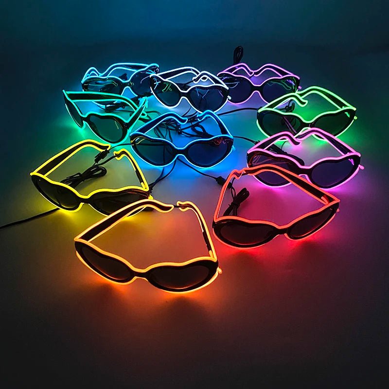 LED light up Glasses Neon Luminous Glasses Adults Rave Cosplay Goggles for Bar birthday Party DJ stage performance props - Bako Bako
