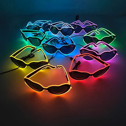 LED light up Glasses Neon Luminous Glasses Adults Rave Cosplay Goggles for Bar birthday Party DJ stage performance props - Bako Bako