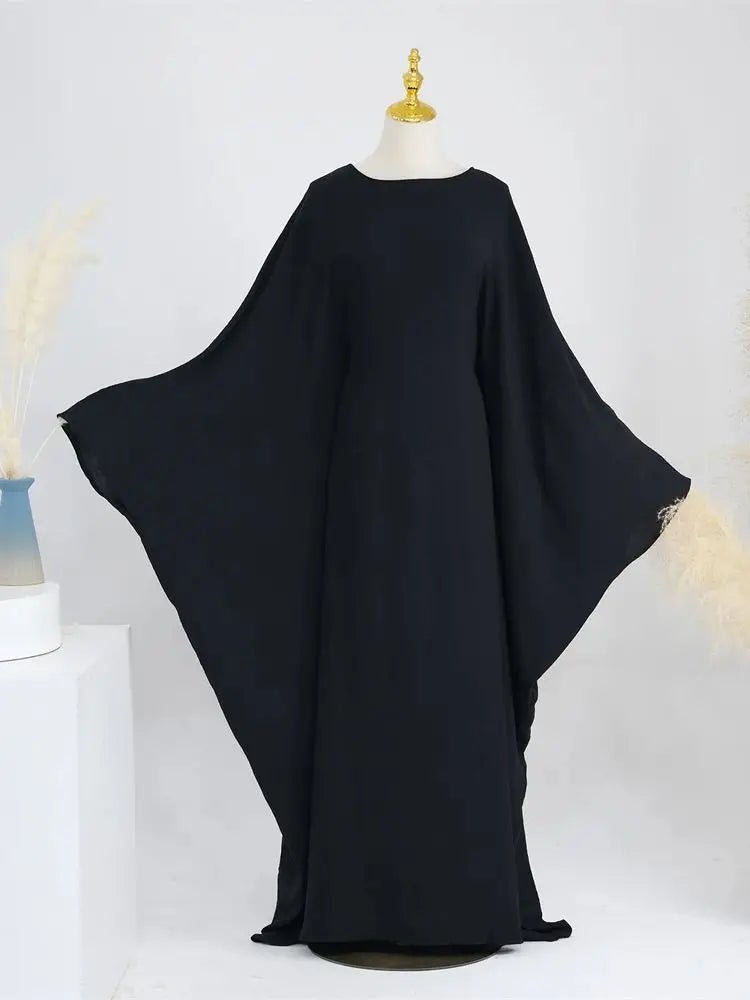 Ramadan Eid Soft Crepe Khimar Batwing Abaya Dubai Islam Muslim Modest African Dresses For Women Kaftan Kebaya Robe Femme Musulma - Bako Bako