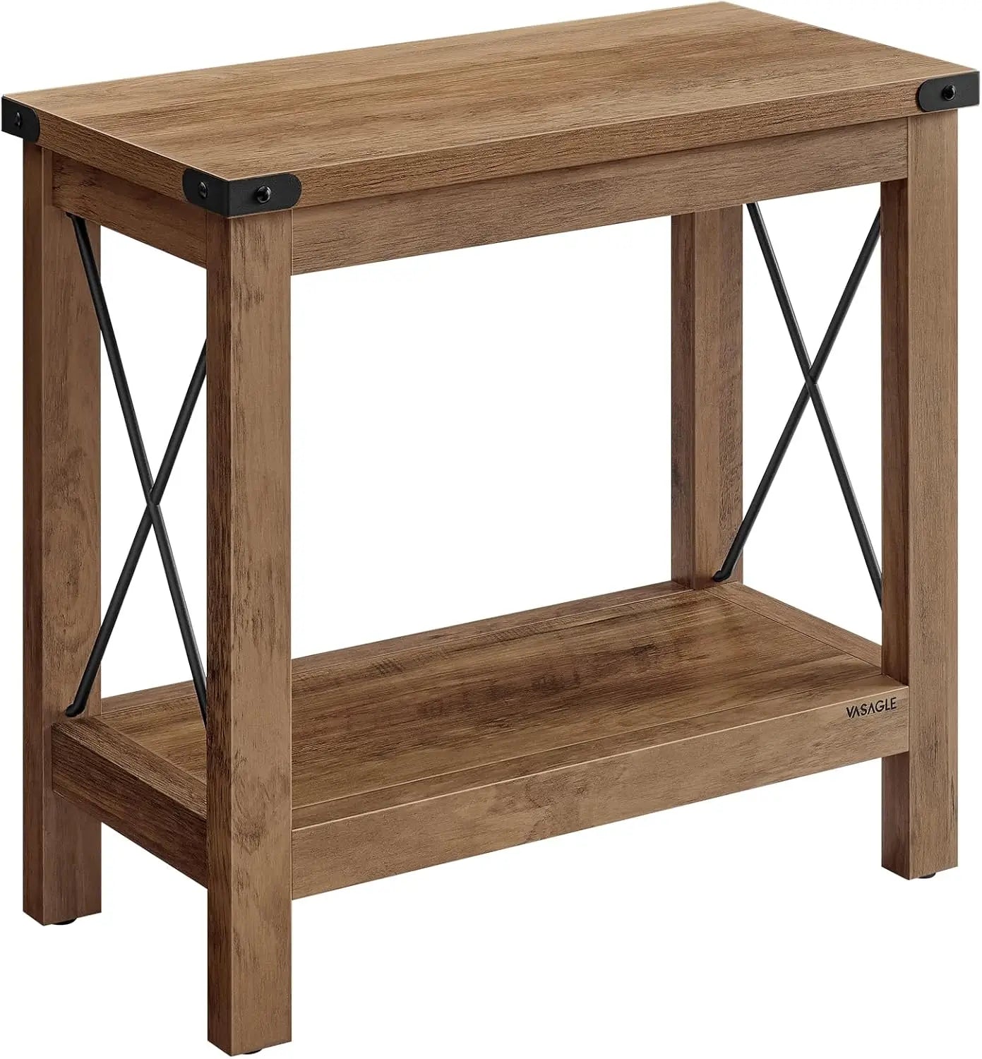 2 - Tier End Table, Side Table with Bottom Shelf, Nightstand for Small Spaces, for Living Room, Bedroom, Farmhouse Style, Rustic W - Bako Bako