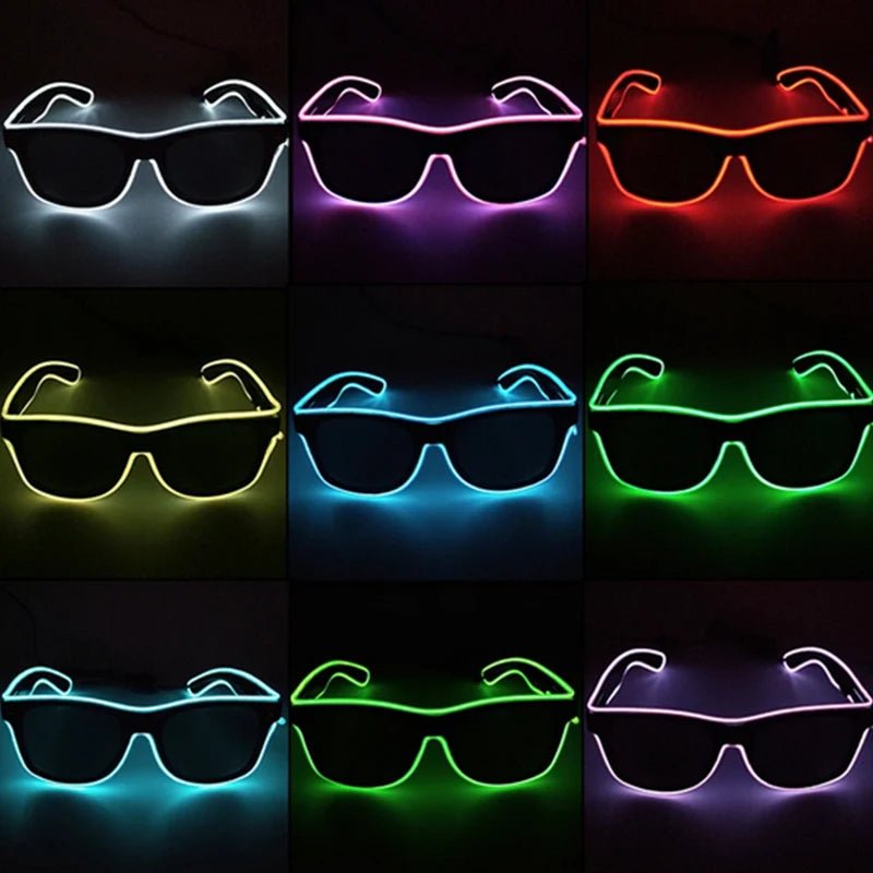 LED light up Glasses Neon Luminous Glasses Adults Rave Cosplay Goggles for Bar birthday Party DJ stage performance props - Bako Bako