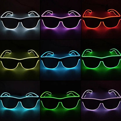 LED light up Glasses Neon Luminous Glasses Adults Rave Cosplay Goggles for Bar birthday Party DJ stage performance props - Bako Bako