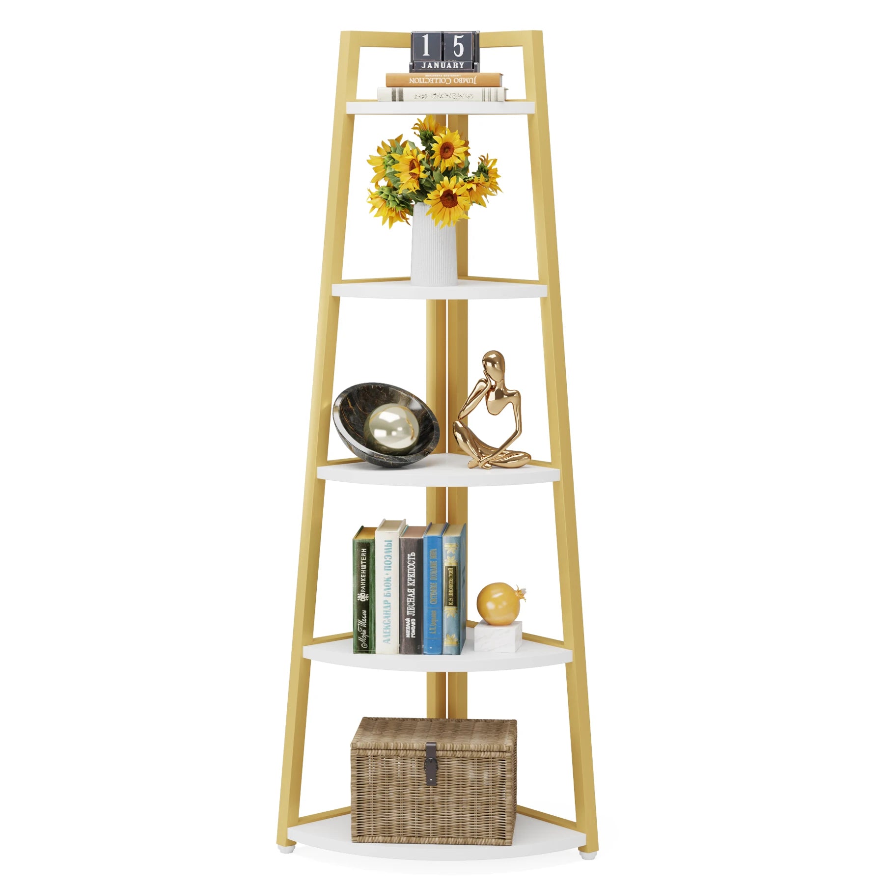 Tribesigns Bookcase Corner Book Shelf Rack Wood Bookshelf Storage Shelves - Bako Bako