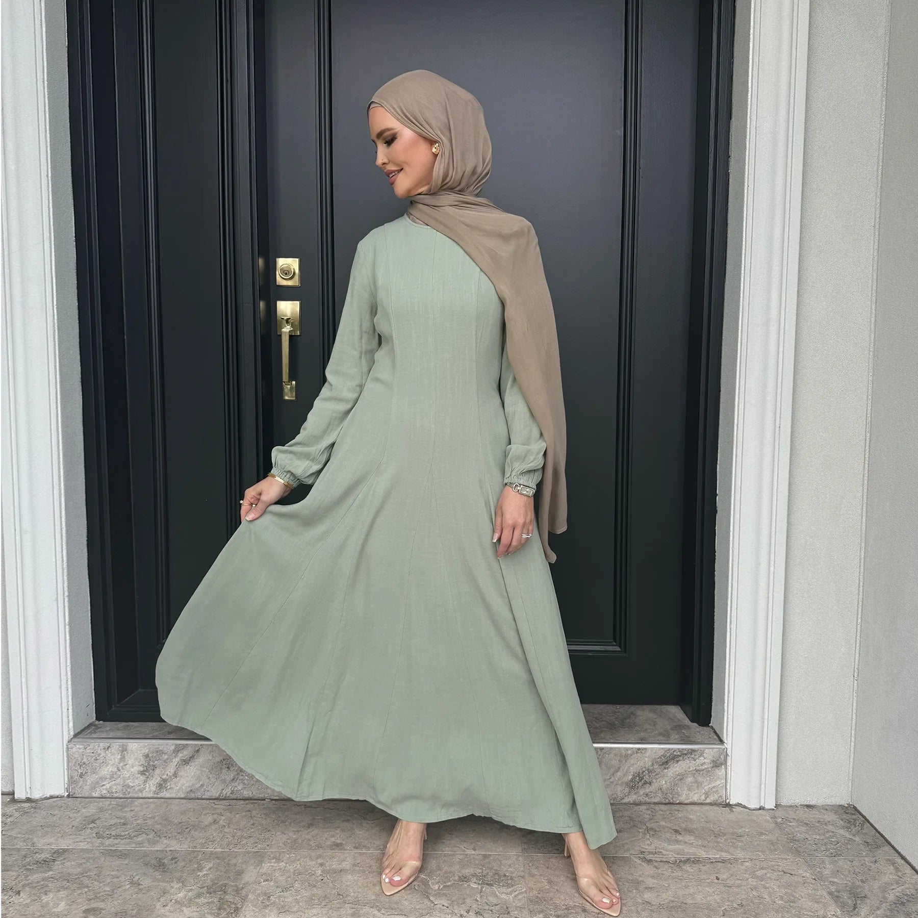 Muslim Abaya Women Dresses Solid Slim Jalabiya Eid 2025 Ramadan Morocco Islam Vestidos Largos Arab Long Robe Dubai Abayas Kaftan - Bako Bako