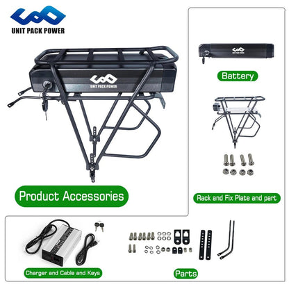 Rear Rack eBike Battery 21700 18650 52V 48V 27Ah 72V 20Ah with Rack no Rack Optional for 1500W 1000W 750W 500W 24" - 28 inch - Bako Bako