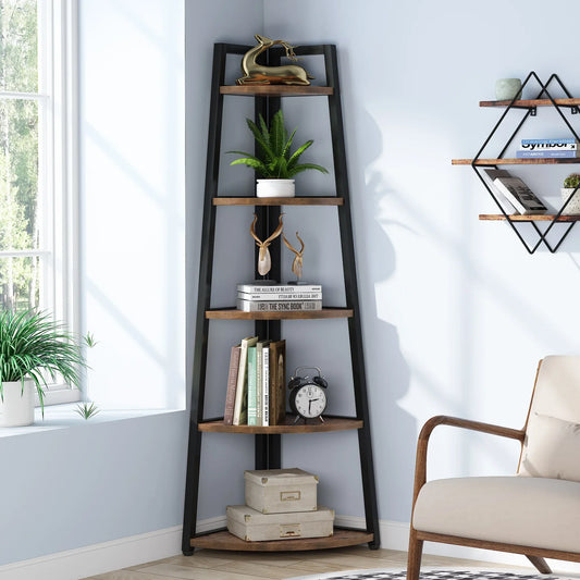 Tribesigns Bookcase Corner Book Shelf Rack Wood Bookshelf Storage Shelves - Bako Bako