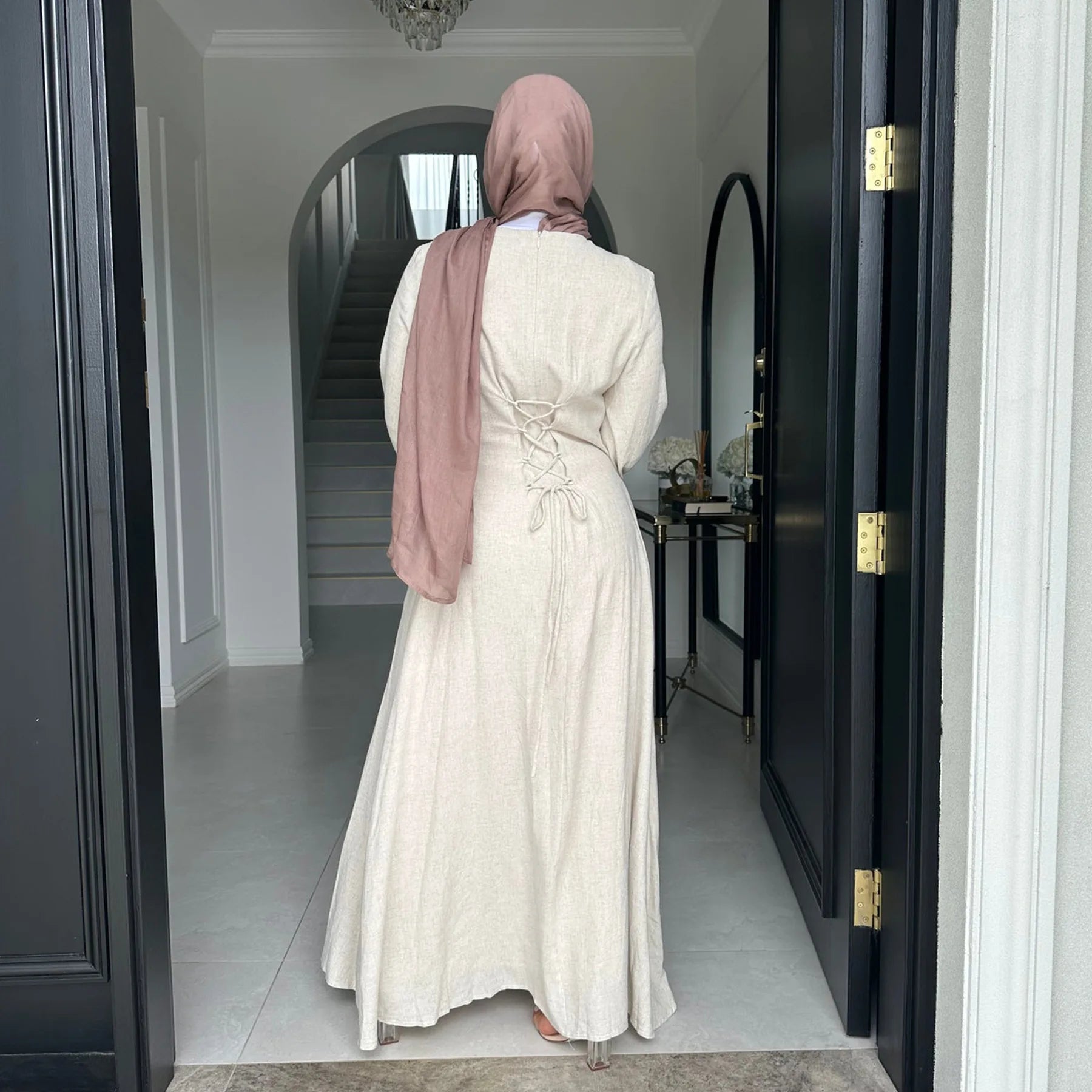 2025 Summer Arabic Muslim Women Modest Dress Eid Dubai Plain Abaya Islam Party Outfit Elegant Holiday Dresses Turkey Kaftan Robe - Bako Bako