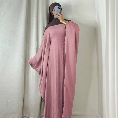 Ramadan Eid Soft Crepe Khimar Batwing Abaya Dubai Islam Muslim Modest African Dresses For Women Kaftan Kebaya Robe Femme Musulma - Bako Bako