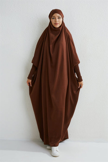 Muslim Abaya Hooded Smocking Sleeve One - piece Prayer Dress Women Jilbab Islamic Clothing Dubai Saudi Black Robe Turkish Modesty - Bako Bako
