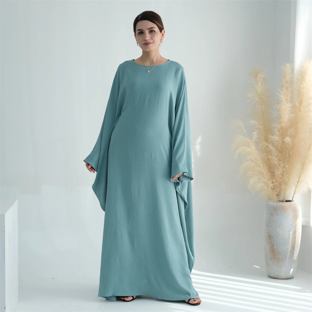 Ramadan Eid Soft Crepe Khimar Batwing Abaya Dubai Islam Muslim Modest African Dresses For Women Kaftan Kebaya Robe Femme Musulma - Bako Bako