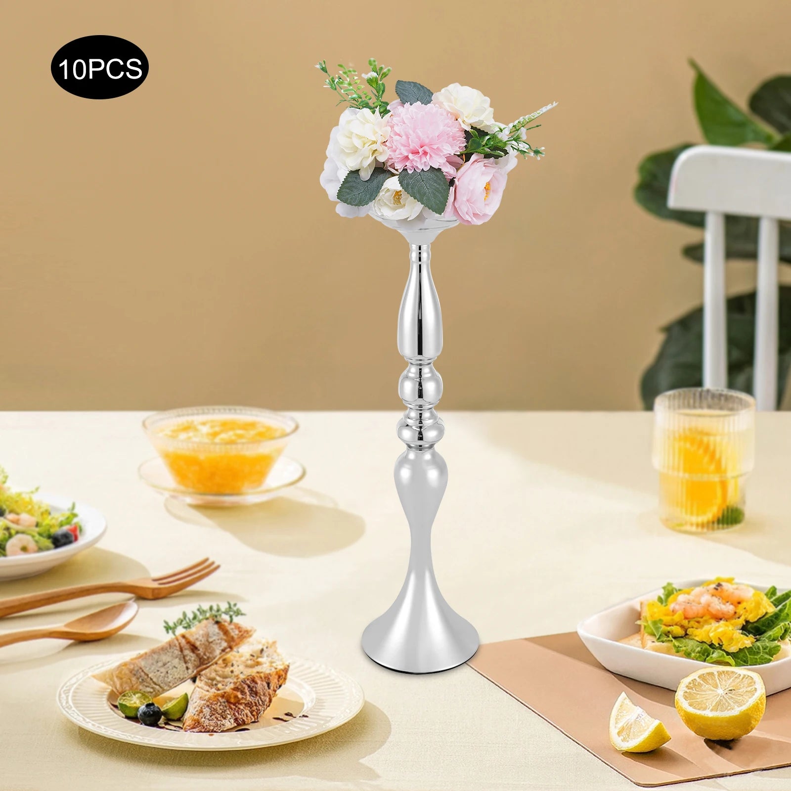 Artificial Fake Flower Bouquet 10Pcs Plastic Flower Arrangement for Mother's Day Wedding Centerpieces Decoration - Bako Bako