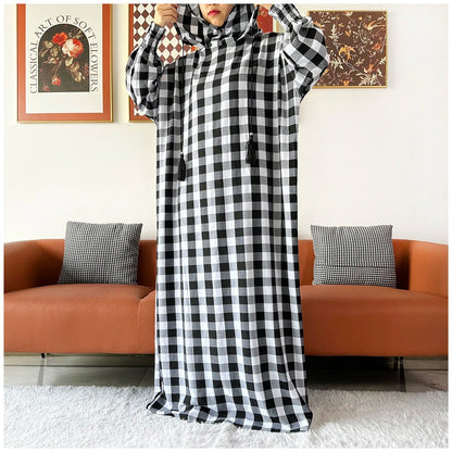 Latest Ramadan Women Abaya Two Hats Dubai Turkey Islam Prayer Clothes Sanding Cotton Fabric Dresses Islam Women Dress Kaftan - Bako Bako
