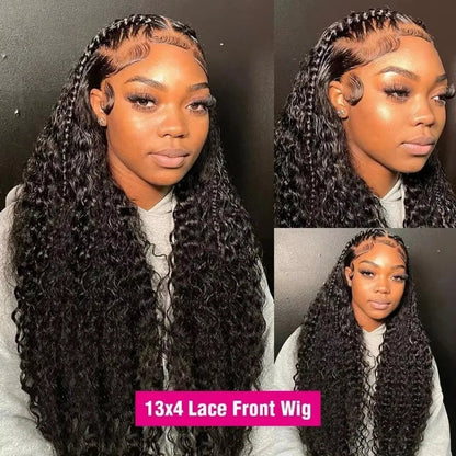 40 Inch Deep Wave 13x4 13x6 360 HD Transparent Lace Front Wigs For Women Water Wave Lace Frontal Hair Wigs Curly Human Hair Wigs - Bako Bako