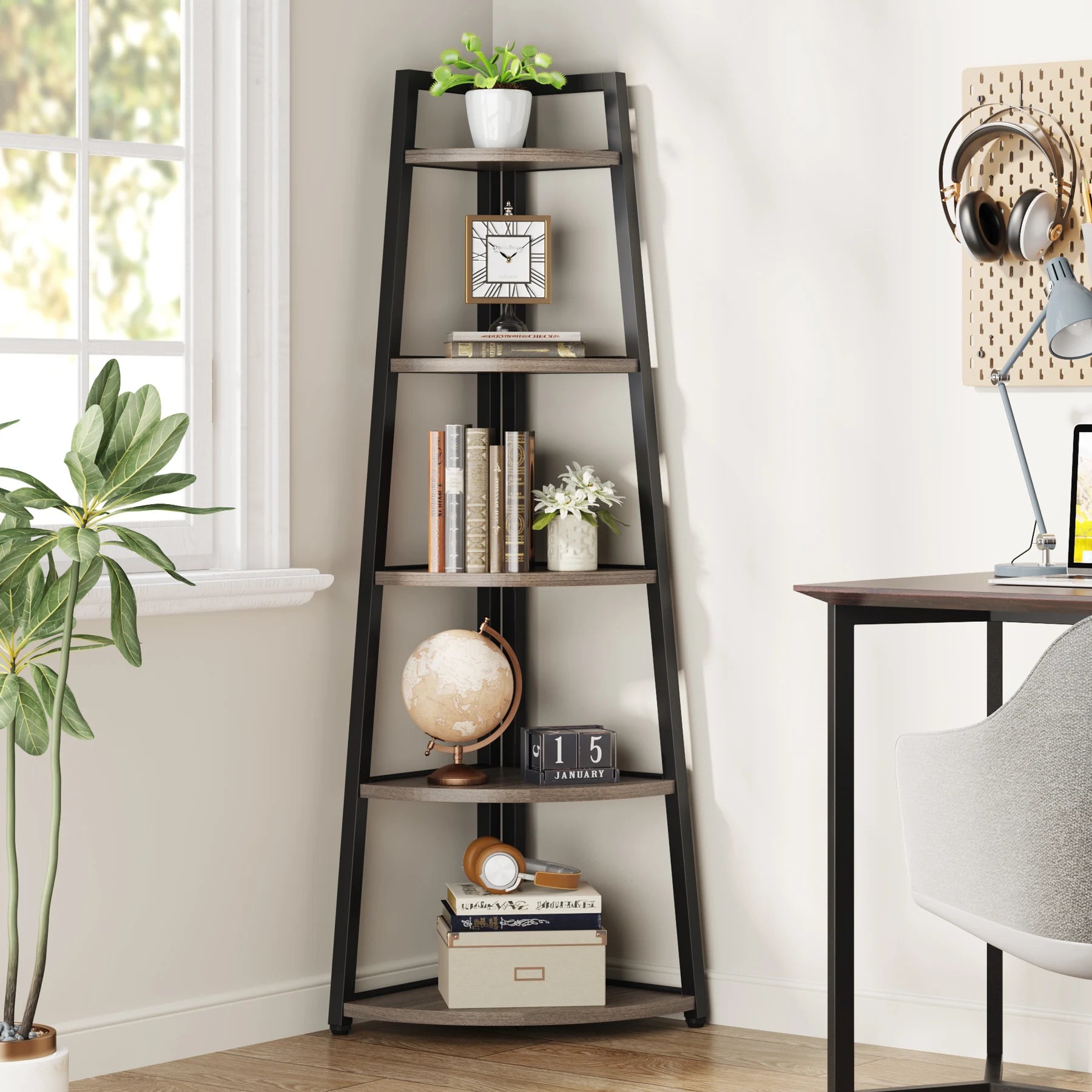 Tribesigns Bookcase Corner Book Shelf Rack Wood Bookshelf Storage Shelves - Bako Bako