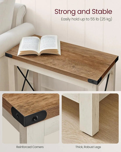2 - Tier End Table, Side Table with Bottom Shelf, Nightstand for Small Spaces, for Living Room, Bedroom, Farmhouse Style, Rustic W - Bako Bako